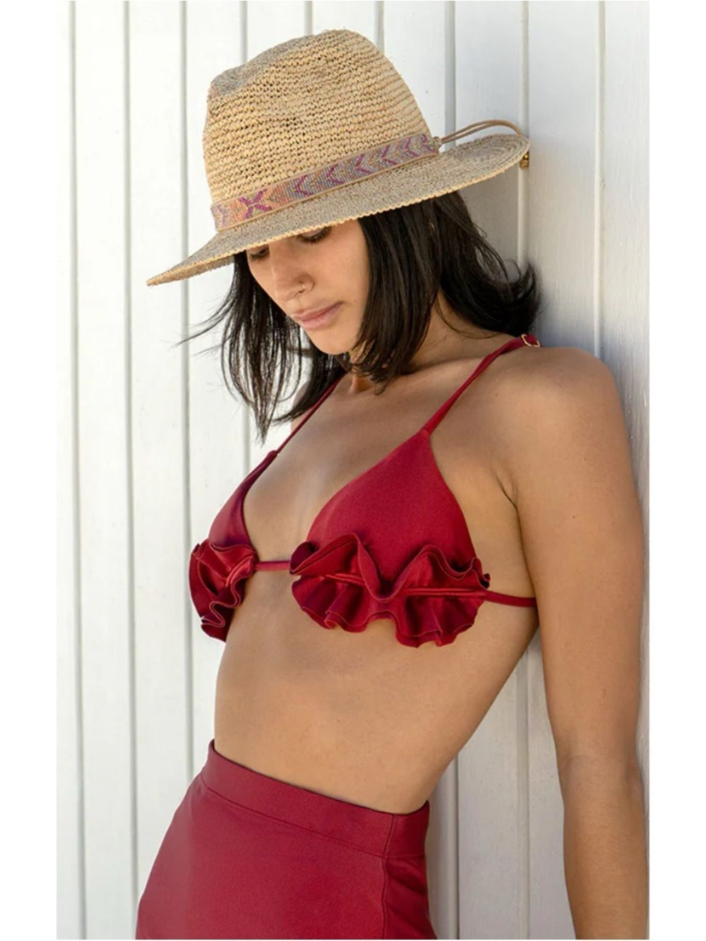 Nikki Beach Alexis Crochet Raffia Fedora Hat